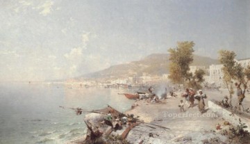 フランツ・リヒャルト・ウンターバーガー Painting - サレルノの風景を望むヴィエトリ・スル・マーレ フランツ・リヒャルト・ウンターベルガー